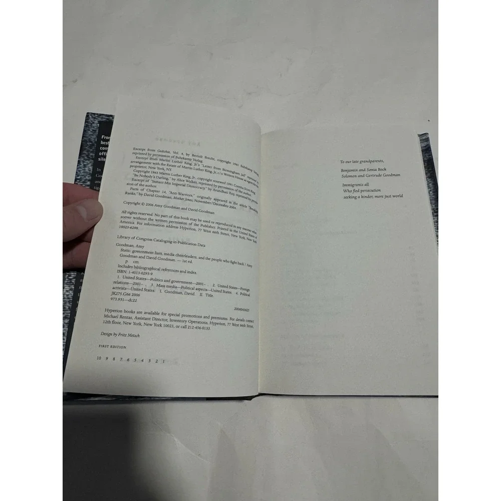 Static Hardcover Book Government Liars,  Amy Goodman & David Goodman